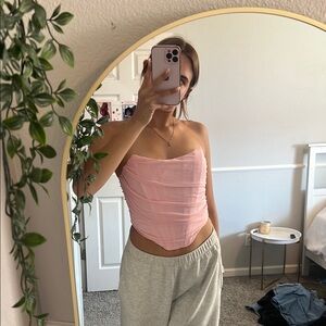 Elegant Pink Strapless Top